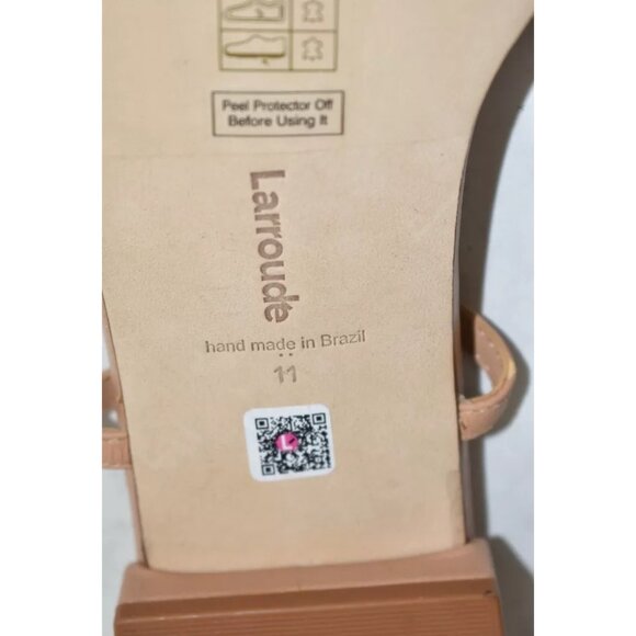 $330 LARROUDE MARIA LEANDRA FLAT SANDAL CAGE LEATHER TAN 11 (DB36) - Picture 7 of 7